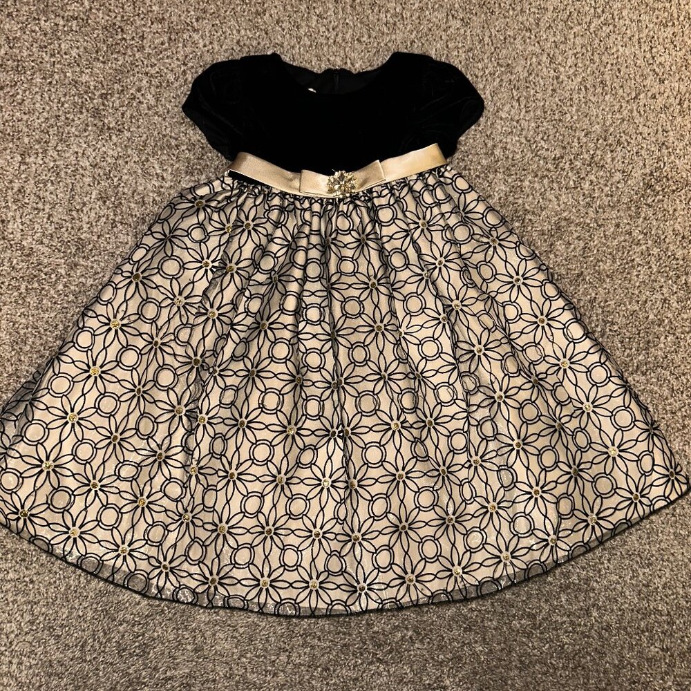 Toddler Girls Christmas Holiday Pagent Cinderella Dress 2T Ivory Black Jewels